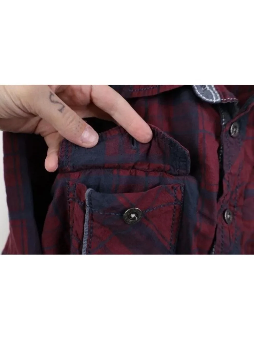 Buckle Black No 48 Mens 2XL Athletic Fit Thick Stitch UFC MMA Button Shirt Plaid